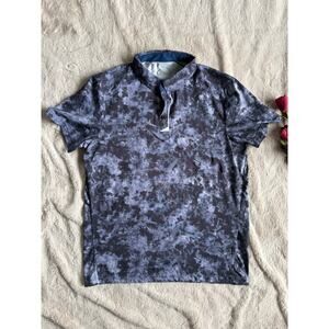 ZYIA Active Men's Sport Ventilation Collar Polo Shirt Black Camo Size M